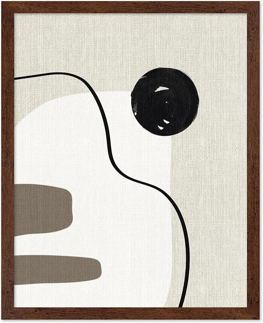 Poster Master Linen Shapes Poster – Lines on Linen Print – Chic Boho Art – Modern Abstract Artwork – Mid-Century Modern Piece – Great Bedroom or Living Room Decor – 16x20 Brown Framed