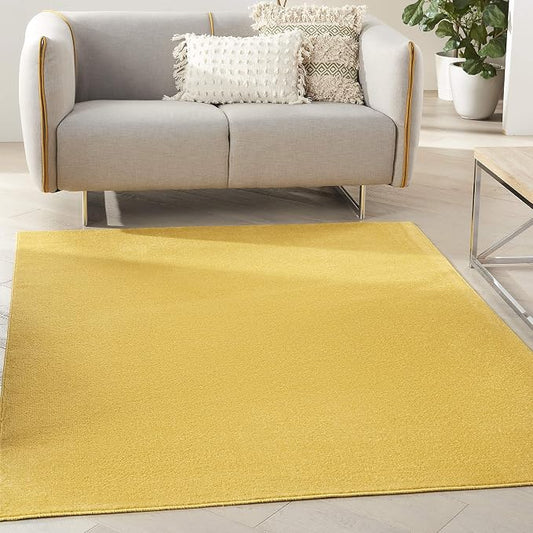 Nourison Home Nourison Essentials Yellow 6' x 9' Area Rug - Easy Clean, Non Shedding, Bed Room, Living Room, Dining Room, Kitchen (6' x 9')
