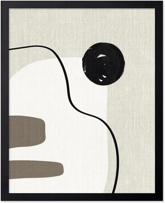 Poster Master Linen Shapes Poster – Lines on Linen Print – Chic Boho Art – Modern Abstract Artwork – Mid-Century Modern Piece – Great Bedroom or Living Room Decor – 16x20 Black Framed