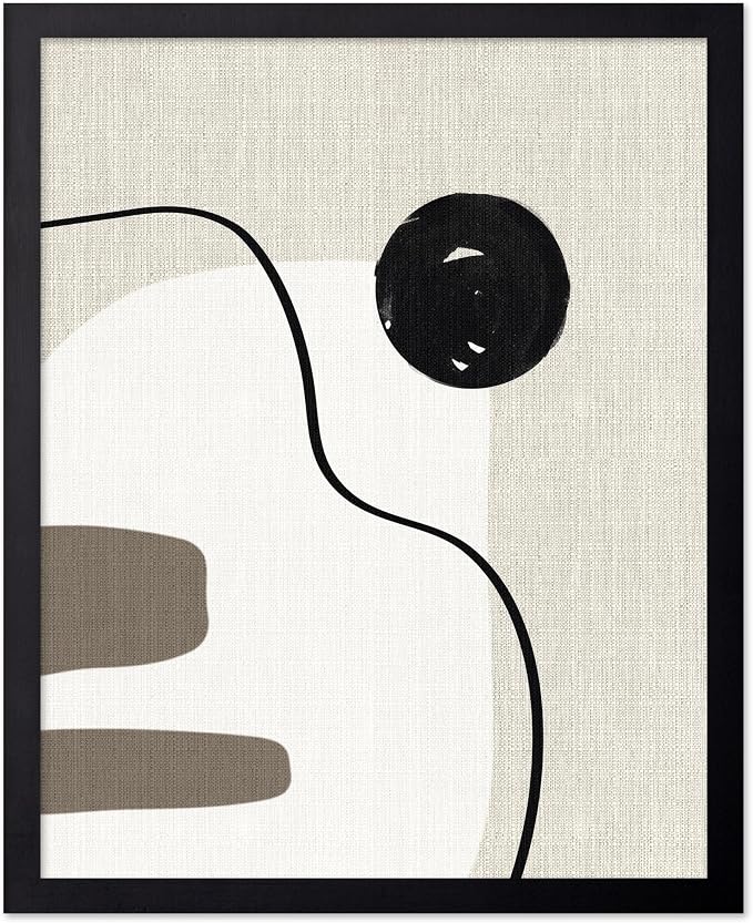 Poster Master Linen Shapes Poster – Lines on Linen Print – Chic Boho Art – Modern Abstract Artwork – Mid-Century Modern Piece – Great Bedroom or Living Room Decor – 8x10 Black Framed