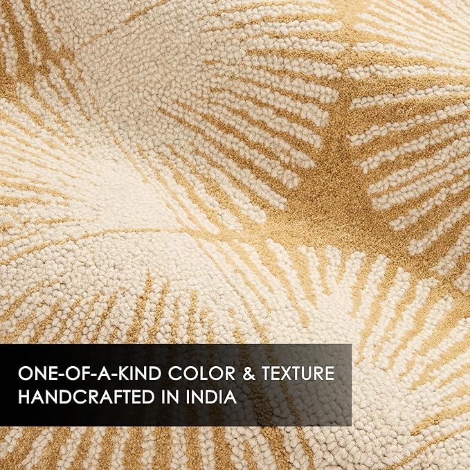 Nicole Miller New York Kendall Fluted Geo Handcrafted Area Rug, 100% Wool Rug, Gold, 3'x5'