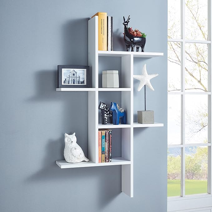 Danya B. Cantilever Cubby Decorative Modern Wall Mount Shelf – Horizontal or Vertical (White)