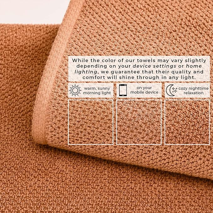 Great Bay Home 100% Cotton 4 Pack 54x27 Bath Towel Set - Absorbent, Quick-Drying, Durable Towels for Bathroom Decor - Low-Twist, Two-Ply Fibers (Clay)