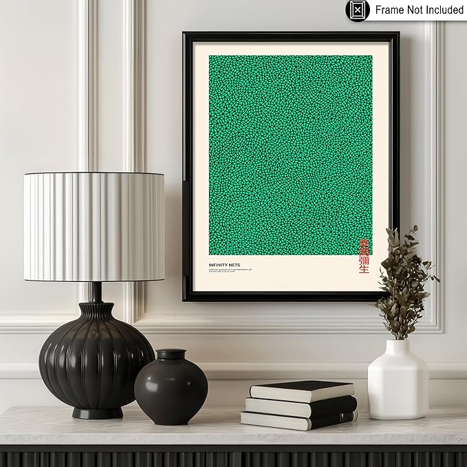 Poster Master Vintage Poster - Retro Pop Art Print - Gift for Artist, Friend - Infinity Nets, Japanese, Green, Modern, Abstract - Wall Decor for Home, Office, 18x24 Unframed Wall Art