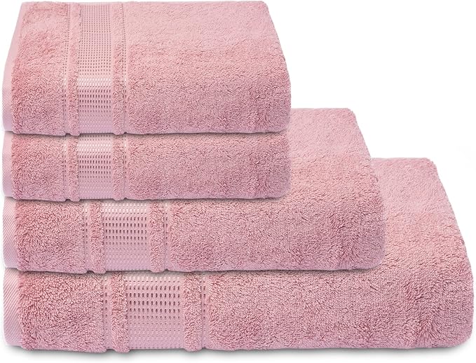 Melissa Linen, 8 Piece Towel Set, 2 Bath Towel 2 Hand Towel 4 Fingertip Towels, 100% Turkish Cotton Towels for Bathroom, Absorbent, Quick Dry, Durable and Soft, Dusty Pink