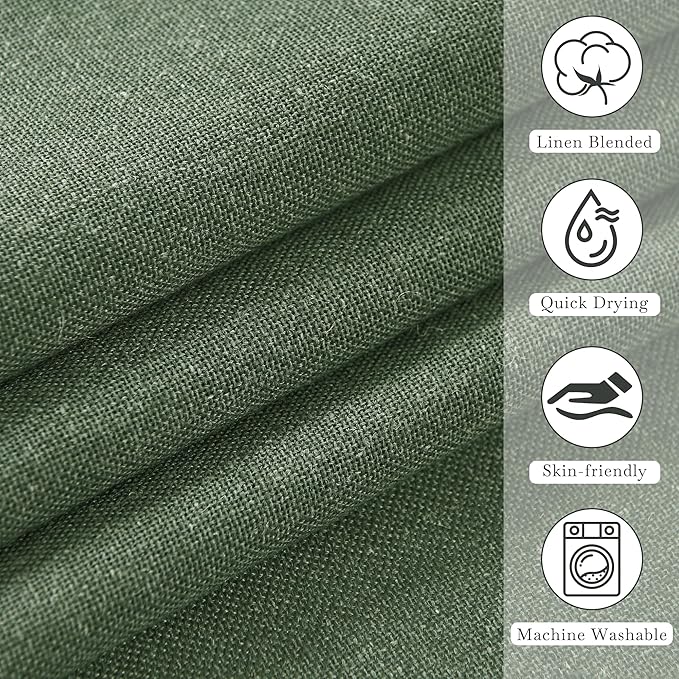 KGORGE Linen Fabric Shower Curtain Set-Semi Sheer Lightweight Waterproof Thick Cloth Neutral Washable Shower Curtains for Bathroom Bathtub Decor, Forest Green, W72 x L84, 12 Hooks Included, 1 Panel