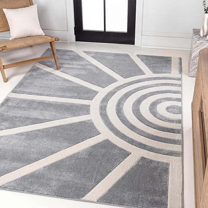 JONATHAN Y Sun Two-Tone High-Low Indoor Area Rug 3X5 Blue/White, Aelius MidCentury Scandinavian Abstract for Living Room, Bedroom, Kitchen, Easy-Cleaning, Pet-Friendly, Non-Shedding SND101C-3