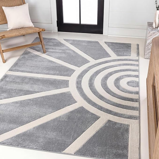 JONATHAN Y Sun Two-Tone High-Low Indoor Area Rug 3X5 Blue/White, Aelius MidCentury Scandinavian Abstract for Living Room, Bedroom, Kitchen, Easy-Cleaning, Pet-Friendly, Non-Shedding SND101C-3