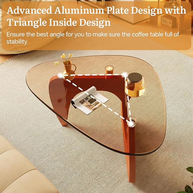 Coffee Tables Glass Small Farmhouse Coffee Table Mid-Century Modern Wood Center Table for Living Room, Walnut Brown, 45 Inch