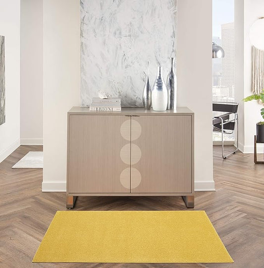 Nourison Home Nourison Essentials Yellow 3' x 5' Area Rug - Easy Clean, Non Shedding, Bed Room, Living Room, Dining Room, Kitchen (3' x 5')