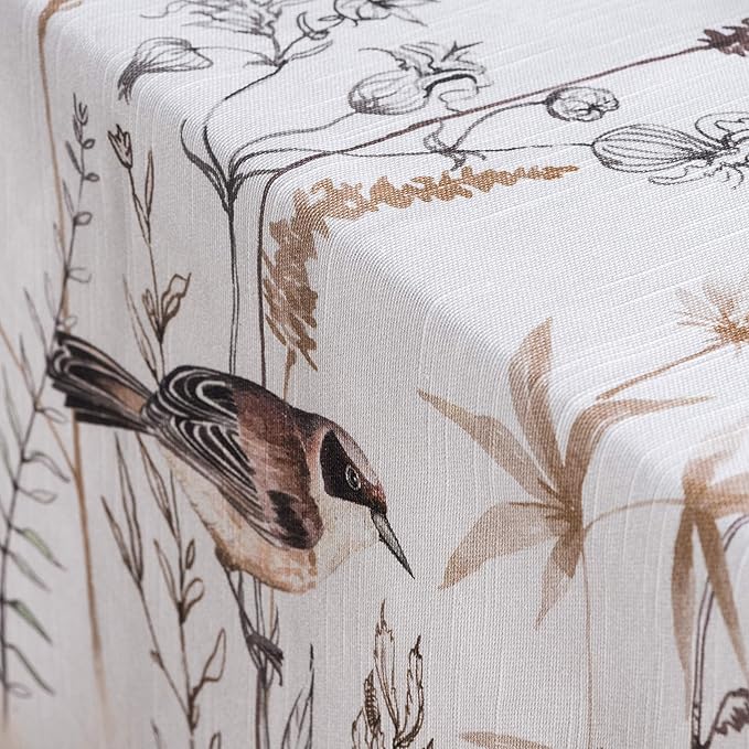 Maison d' Hermine Table Cloth Rectangle Table 100% Cotton 60 x 90 Inches Tablecloth Reusable Decorative for Dining Room Farmhouse Home Valentines Day Decorations Spring Summer - Meadow Florals - Brown