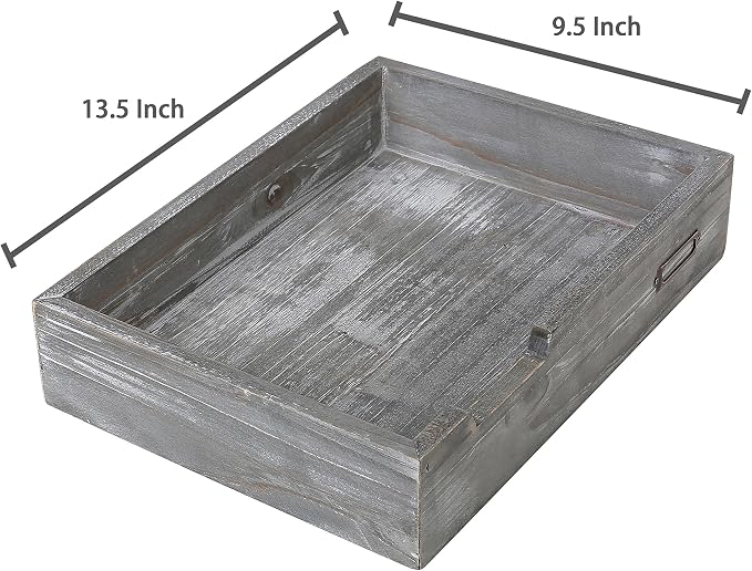 MyGift Ash Gray Wood Office Desktop Document Letter Paper Trays, Stackable Decorative Multipurpose File Organizer, Set of 2