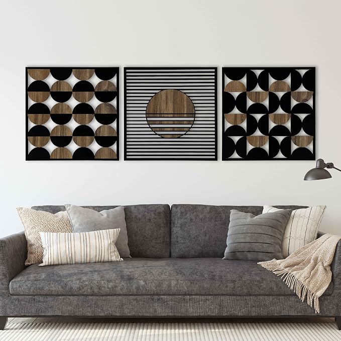 Modern Bauhaus Wood Wall Art, Abstract Boho Wooden Wall Art, Unique Mid Century Modern Geometric Design, Bauhaus Home Decoration