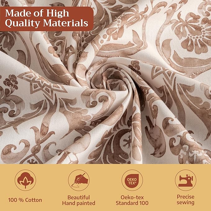 Maison d' Hermine Table Cloth Round Table 100% Cotton 63 Inches Fall Tablecloth Reusable Everyday Use for Thanksgiving Christmas Decorations Dining Farmhouse Party (Allure)
