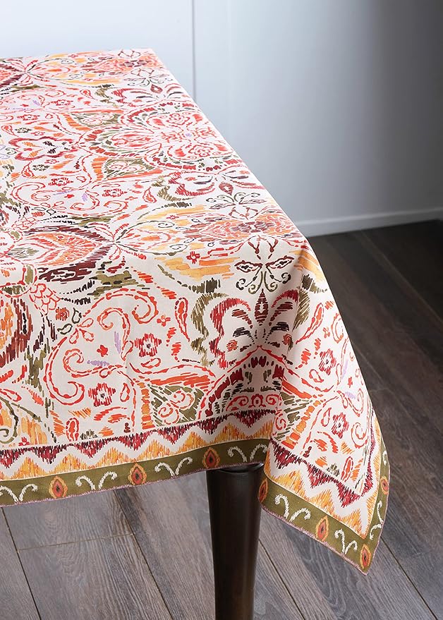 Maison d' Hermine Table Cloth Rectangle Table 100% Cotton 70 x 120 Inches Fall Tablecloth Reusable Everyday Use for Thanksgiving Christmas Decorations Dining Farmhouse Party (Damask)