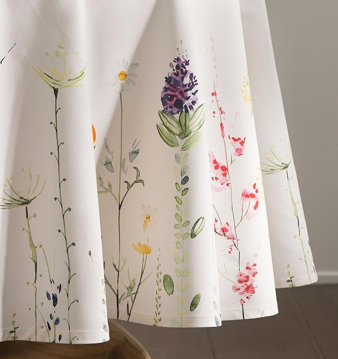 Maison d' Hermine Table Cloth Round Table 100% Cotton 63 Round Inches Tablecloth Reusable Decorative for Dining Room Farmhouse Home Valentines Day Decorations Spring Summer - Botanical Fresh