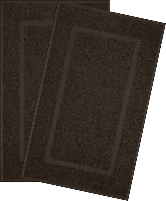 Cotton Paradise 100% Cotton Turkish Bathmat Set, Soft Absorbent Quick Dry, 2 Piece 20x34 Bathmat Floor Set, Chocolate Brown