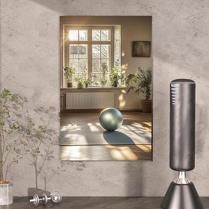 Hasipu Home Gym Workout Mirror 48" L x 30" W-1pc Large Full Length Mounted Full Body Frameless Mirror for Workout, Yoga, Garage, Bedroom, Dance