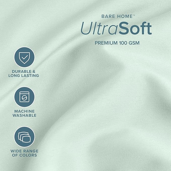 Bare Home Twin XL Sheet Set - 1800 Ultra-Soft Microfiber Twin Extra Long Bed Sheets - Double Brushed - Deep Pockets - Easy Fit - 3 Piece Set - Bedding Sheets & Pillowcases (Twin XL, Spring Mint)