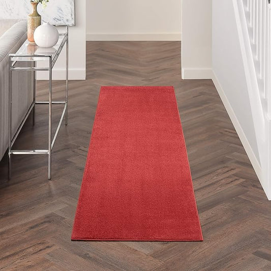Nourison Home Nourison Essentials Brick Red 2'2" x 7'6" Area Rug - Easy Clean, Non Shedding, Bed Room, Living Room, Dining Room, Kitchen (8' Runner)
