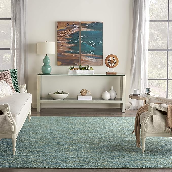 Nourison Home Nourison Essentials Blue Green 8' x 10' Area Rug - Easy Clean, Non Shedding, Bed Room, Living Room, Dining Room, Kitchen (8' x 10')