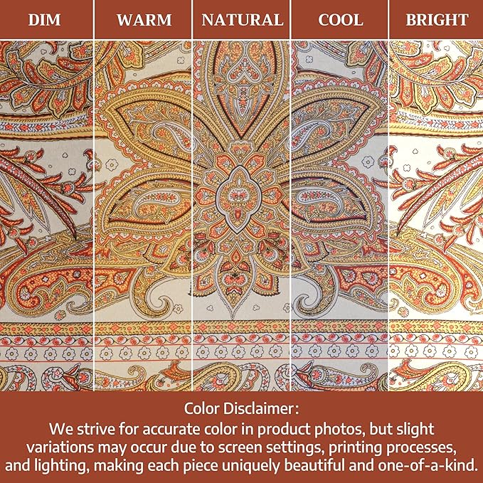 Maison d' Hermine Thanksgiving Tablecloth Kashmir Paisley 100% Cotton Tablecloth 60"x120" – Fall Harvest Dining & Holiday Décor, Washable Reusable Fabric Table Cover for Kitchen & Dining Room