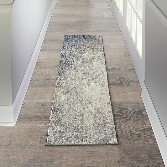 Nourison Home Passion Charcoal/Ivory 1'10'' x 6' Area-Rug, Modern, Abstract, Easy-Cleaning, Non Shedding, Bed Room, Living Room, Dining Room, Kitchen, (6' Runner)