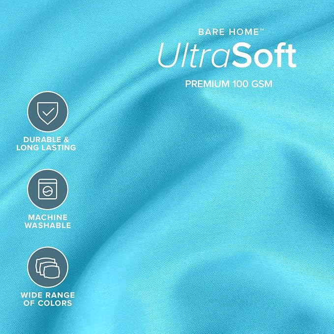 Bare Home Split King Sheet Set - 1800 Ultra-Soft Microfiber Bed Sheets - Double Brushed - Deep Pockets - Easy Fit - 5 Piece Set - Bedding Sheets & Pillowcases (Split King, Aqua)