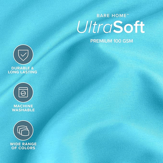 Bare Home Queen Sheet Set - 1800 Ultra-Soft Microfiber Queen Bed Sheets - Double Brushed - Deep Pockets - Easy Fit - 4 Piece Set - Bedding Sheets & Pillowcases (Queen, Aqua)