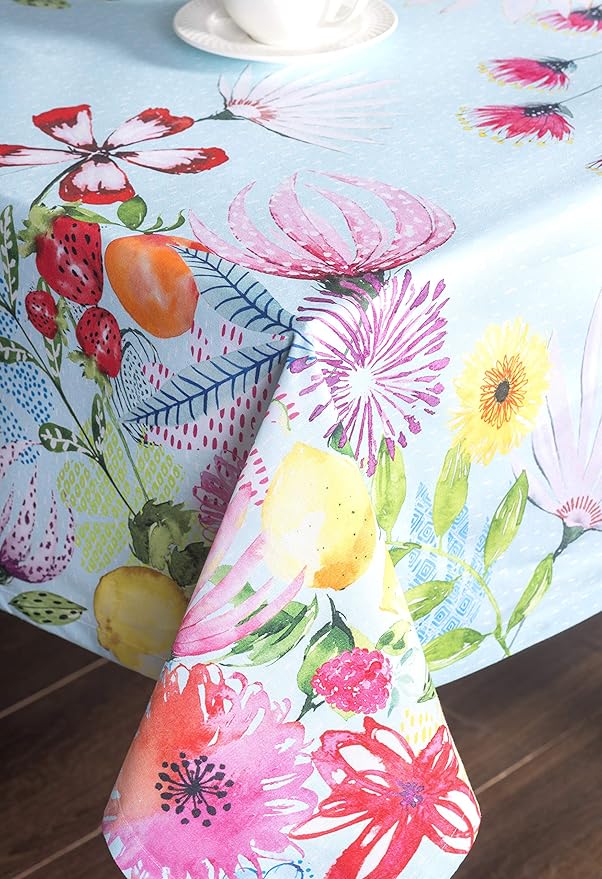 Maison d' Hermine Table Cloth Rectangle Table 100% Cotton 70 x 120 Inches Tablecloth Reusable Decorative for Dining Room Farmhouse Home Valentines Day Decorations Spring Summer - Jardin D'Ete - Mint