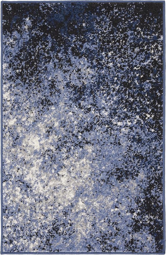 Nourison Passion Light Blue/Black 1'10'' x 2'10'' Area-Rug, Modern, Abstract, Easy-Cleaning, Non Shedding, Bed Room, Living Room, Dining Room, Kitchen, (2' x 3') (Pack of 3)