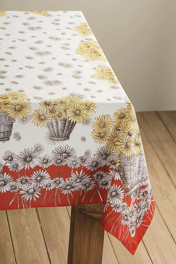 Maison d' Hermine Table Cloth Square Table 100% Cotton 54 x 54 Inches Fall Tablecloth Reusable Everyday Use for Thanksgiving Christmas Decorations Dining Farmhouse Party (Bagatelle)