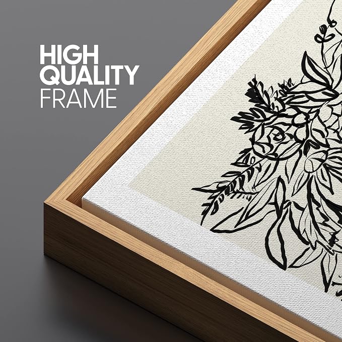 SIGNLEADER Framed Canvas Print Wall Art Matisse Floral Nature Woman Portrait Abstract Shapes Illustrations Modern Art Decorative Minimal Relax/Calm for Living Room, Bedroom, Office - 24"x36" Natural