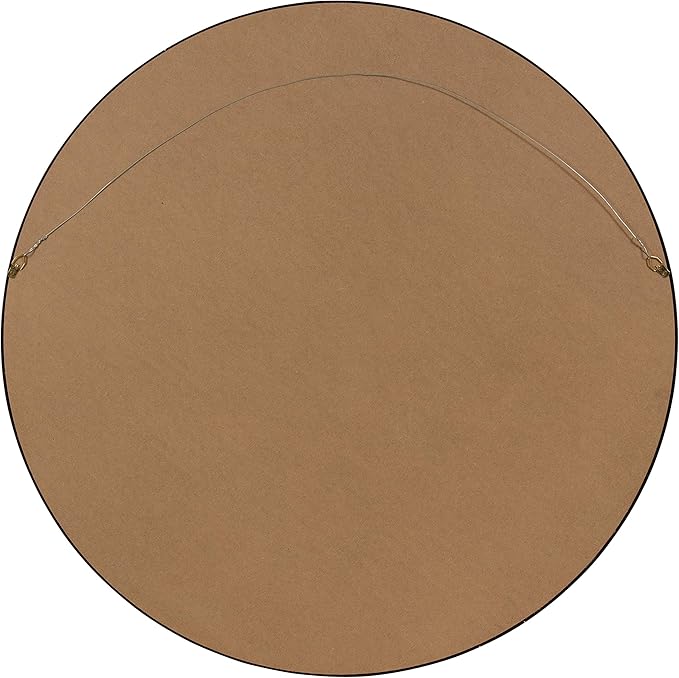 Kate and Laurel Travis Round Wood Wall Mirror, 31.5" Diameter, Black, Modern Wall Décor Accent