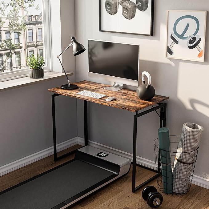alawooder Folding Desk - 31.5" Wood Top Foldable Desk for Small Spaces | No Assembly Required Compact Desk for Home Office, Writing, and Study