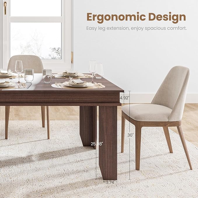 GarveeHome Farmhouse Dining Table for 4-6 People, 63 in Long Kitchen Tables with Wooden Sturdy Frame, 5 ft Large Rectangular Dinner Table for Dining Room, Kitchen, Black, Brown Non-extendable