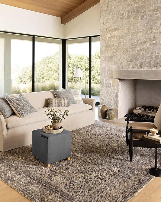 Loloi Amber Lewis Morgan Collection MOG-03 Denim/Multi 2'-3" x 7'-6" 38" Thick Runner Rug feat. CloudPile, Neutral, Room Décor, Vintage Inspired, Livingroom, Bedroom, Dining Area