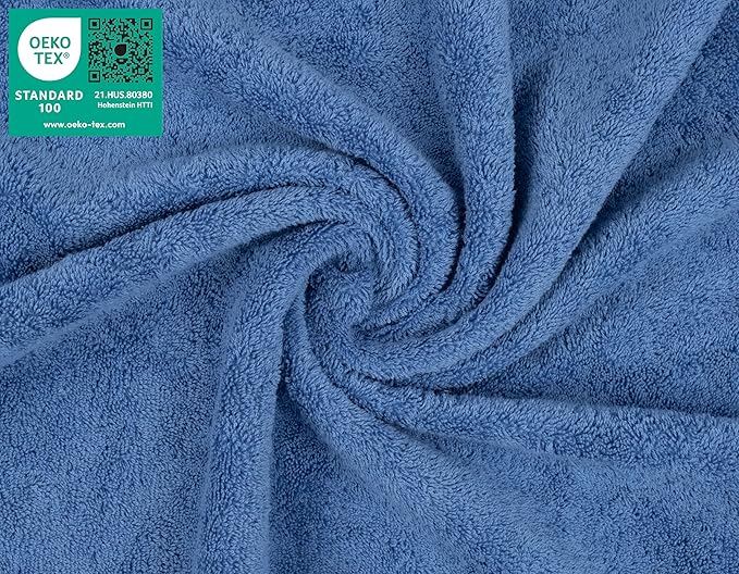 American Soft Linen Luxury Washcloths for Bathroom, 600 GSM 100% Cotton 4 Piece Turkish Wash Cloth Set, 13x13 in Soft Rags for Body and Face, Electric Blue Washcloths