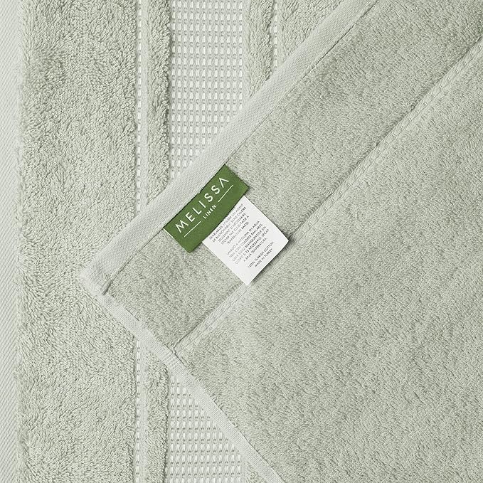 Melissa Linen 4-Pack Fingertip Towels, 100% Turkish Cotton Soft Hand Towels for Bathroom & Face, 12 x 18 in, Ultra Absorbent - Sage Green (Muted with Gray Undertones)