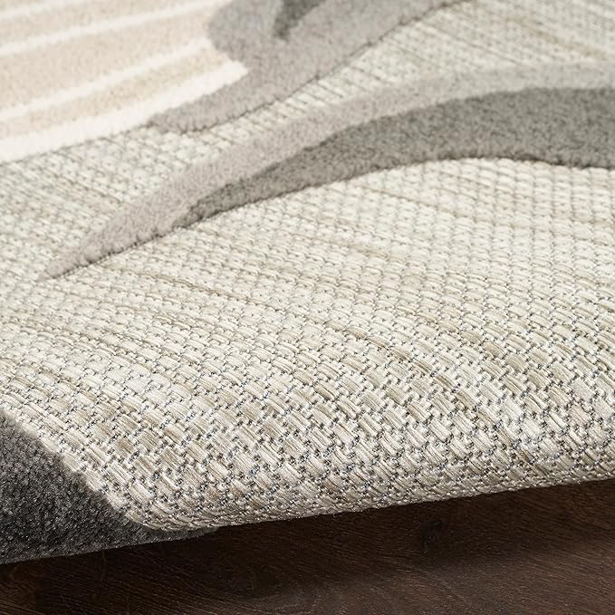 Nourison Home Aloha Beige 7'10" x Round Area Rug - Easy Clean, Non Shedding, Bed Room, Living Room, Dining Room, Kitchen (8' x Round)