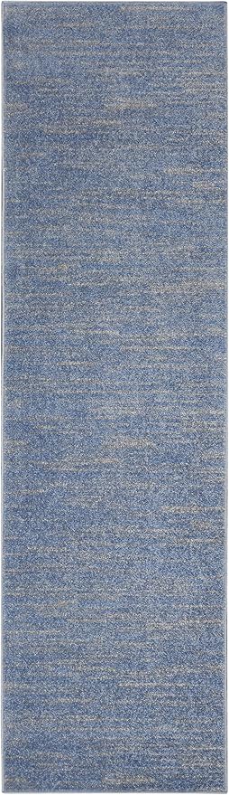 Nourison Home Nourison Essentials Blue Grey 2' x 6' Area Rug - Easy Clean, Non Shedding, Bed Room, Living Room, Dining Room, Kitchen (6' Runner)