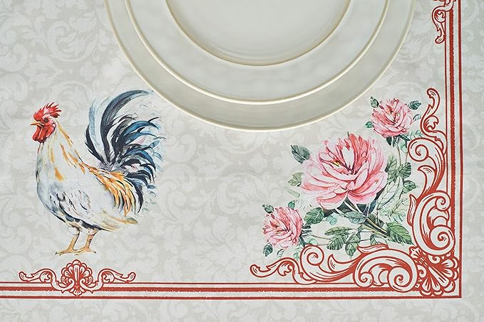 Maison d' Hermine Table Cloth Square Table 100% Cotton 54 x 54 Inches Tablecloth Reusable Decorative for Dining Room Farmhouse Home Valentines Day Decorations Spring Summer - Campagne