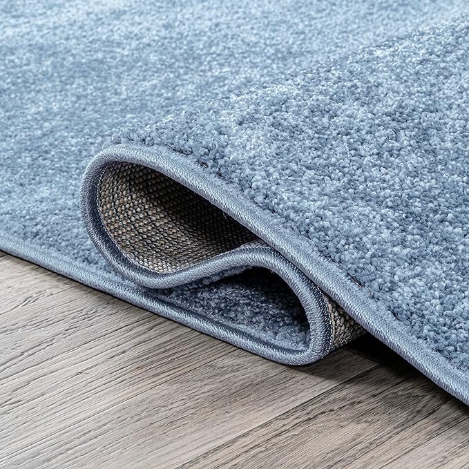 JONATHAN Y Haze Solid Low-Pile Classic Blue 9x9 Square Indoor Area Rug, Coastal,Bohemian,Minimalist,Classic, Easy-Cleaning for Living Room,Bedroom,Kitchen,Pet Friendly,Non-Shedding (SEU100F-9SQ)