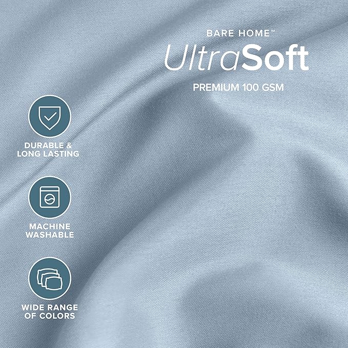 Bare Home Full XL Sheet Set - 1800 Ultra-Soft Microfiber Full Extra Long Bed Sheets - Double Brushed - Deep Pockets - Easy Fit - 4 Piece Set - Bedding Sheets & Pillowcases (Full XL, Dusty Blue)