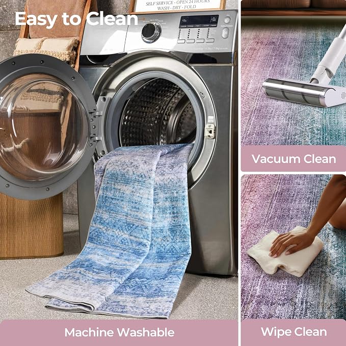 Kokia Abstract Area Rug Washable 2x3 Non-Slip Stain Resistant Entryway Rug Soft Indoor Mat for Kitchen Door Decor, Oslo Orchid