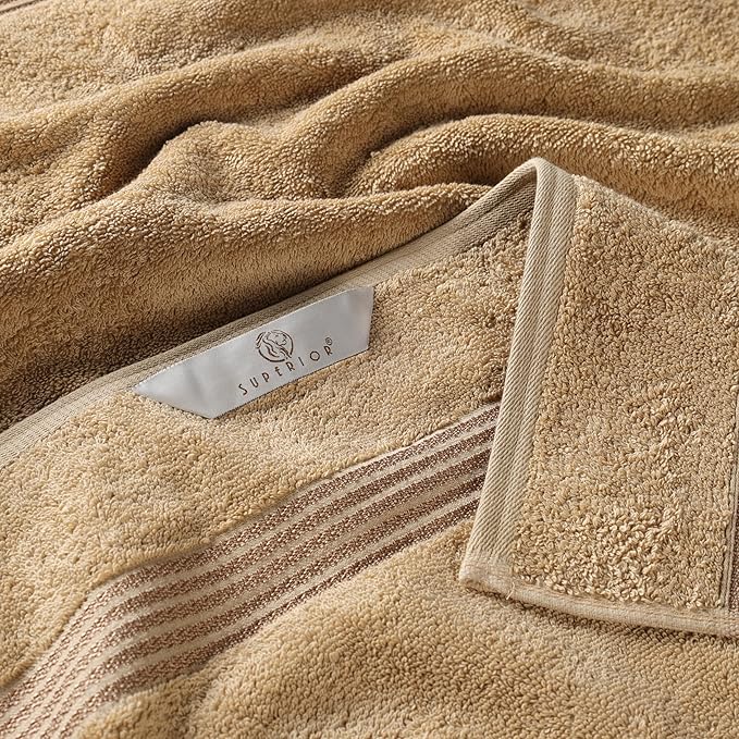 Superior Heritage Egyptian Cotton Face Towel Set, Small Towels for Kitchen, Home Bathroom, Guest Bath, Luxury Essentials, Plush, Absorbent Basics, Washcloths, Spa, Hotel, Resort, Set of 10, Toast