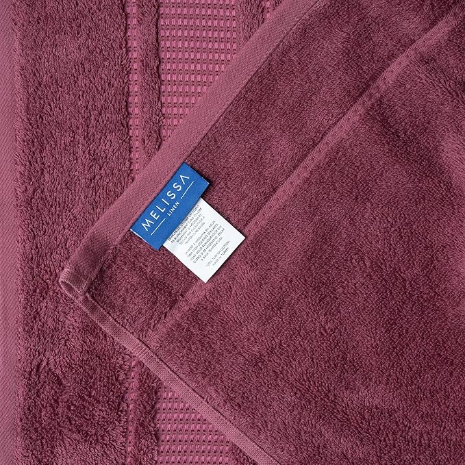 Melissa Linen Hand Towels, Set of 2, 100% Turkish Cotton Face Hand Towels for Bathroom, 20 in x 35 in, Absorbent, Quick Dry, Spa and Hotel Quality Bathroom Towels, Dark Reddish Purple
