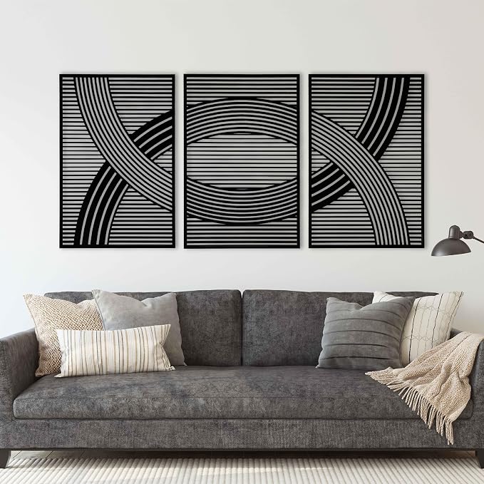 Wood Boho Wall Art, Large Mid Century Modern Wall Decor, Rustic Wooden Wall Art, Bohemian Wood Wall Hangings, Abstract Home Decor Gift