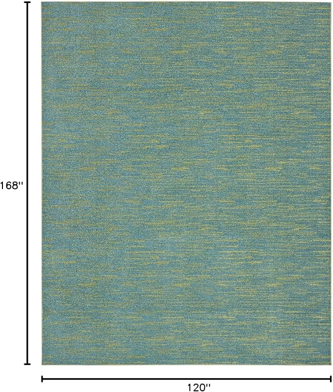 Nourison Home Nourison Essentials Blue Green 10' x 14' Area Rug - Easy Clean, Non Shedding, Bed Room, Living Room, Dining Room, Kitchen (10' x 14')