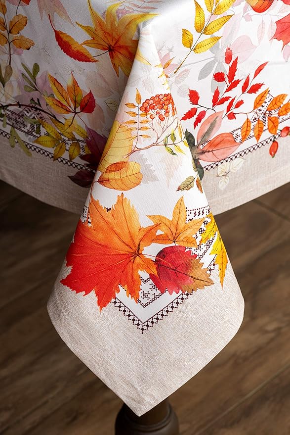 Maison d' Hermine Table Cloth Rectangle Table 100% Cotton 60 x 108 Inches Fall Tablecloth Reusable Everyday Use for Thanksgiving Christmas Decorations Dining Farmhouse Party (Amarante)
